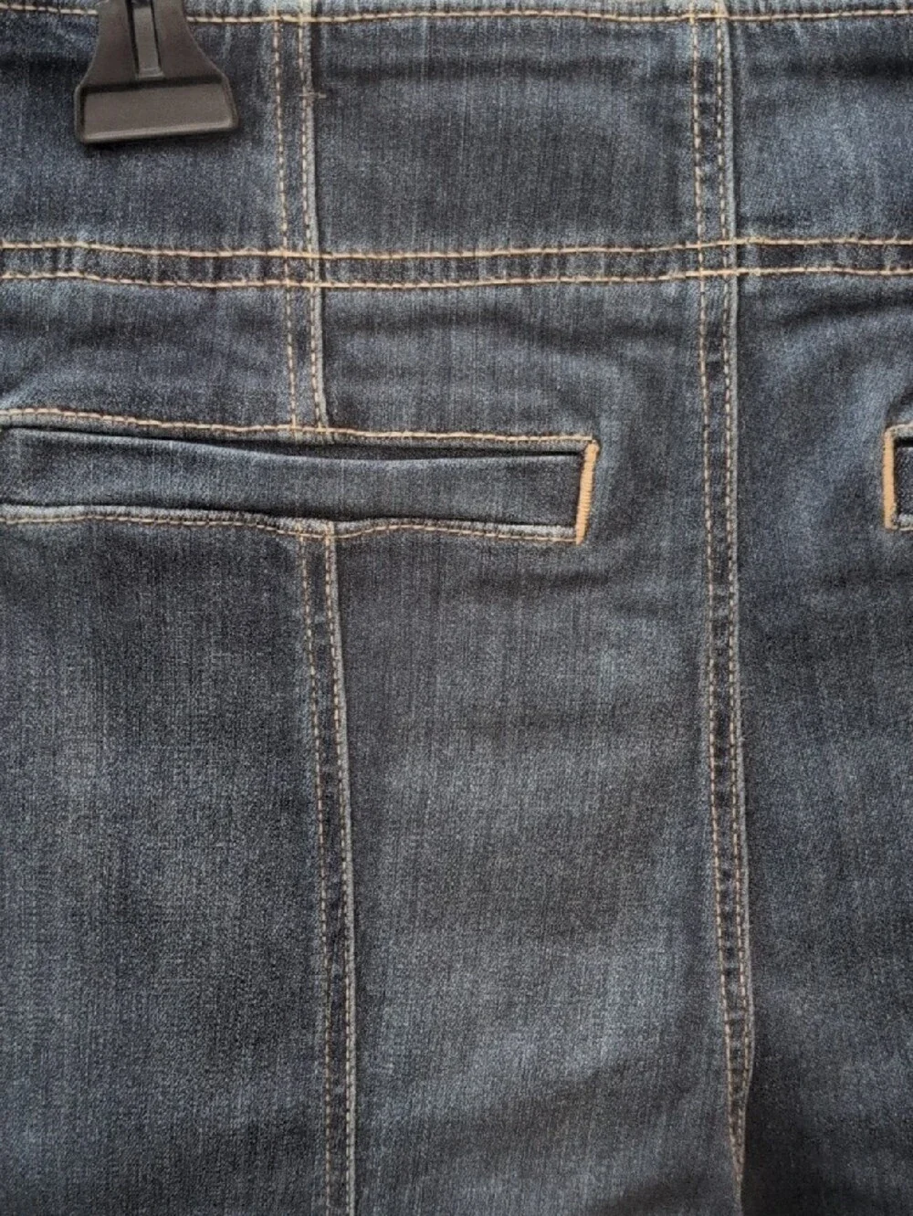 Chico's Dark Denim Wide-Leg Jeans with Contrast Stitching.